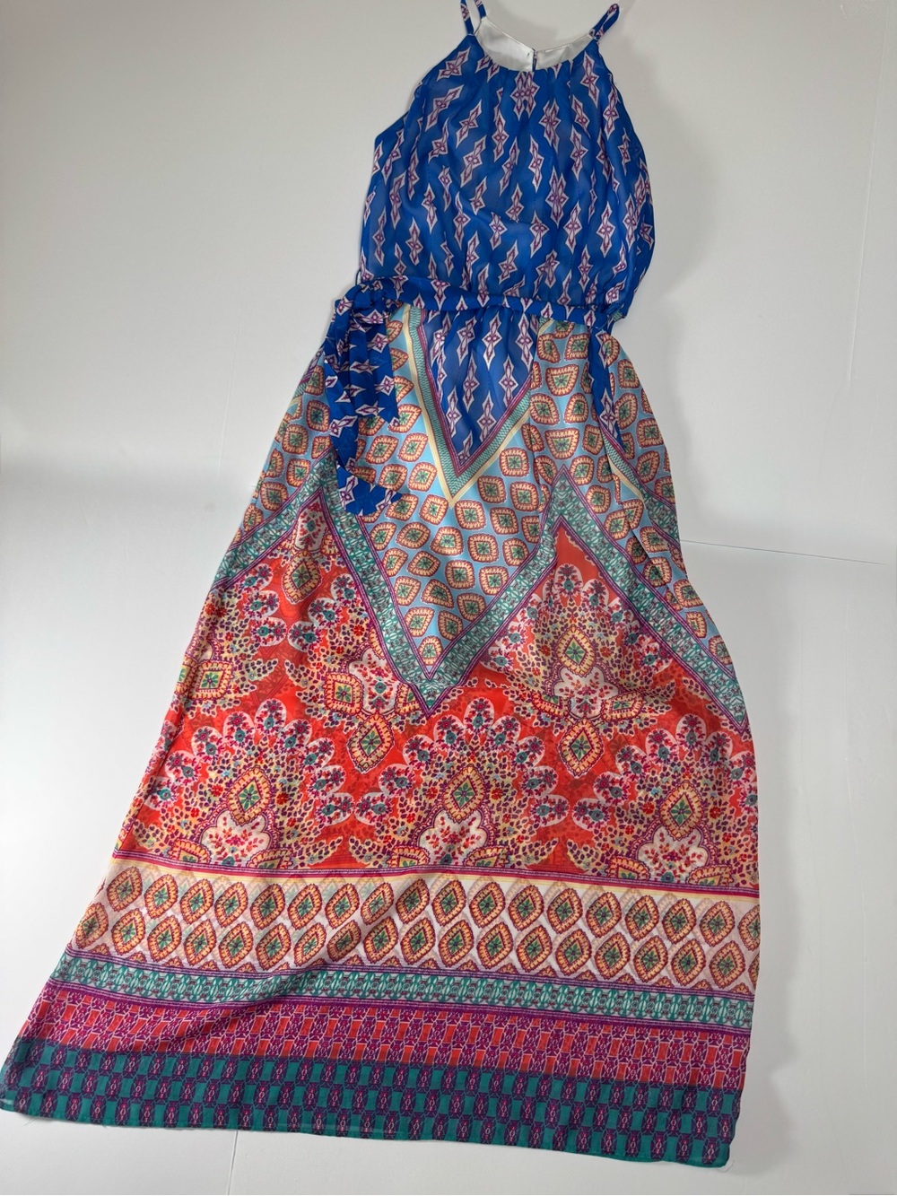 by & by Blue and Orange Paisley Maxi Dress for Girls - Picture 7 of 8